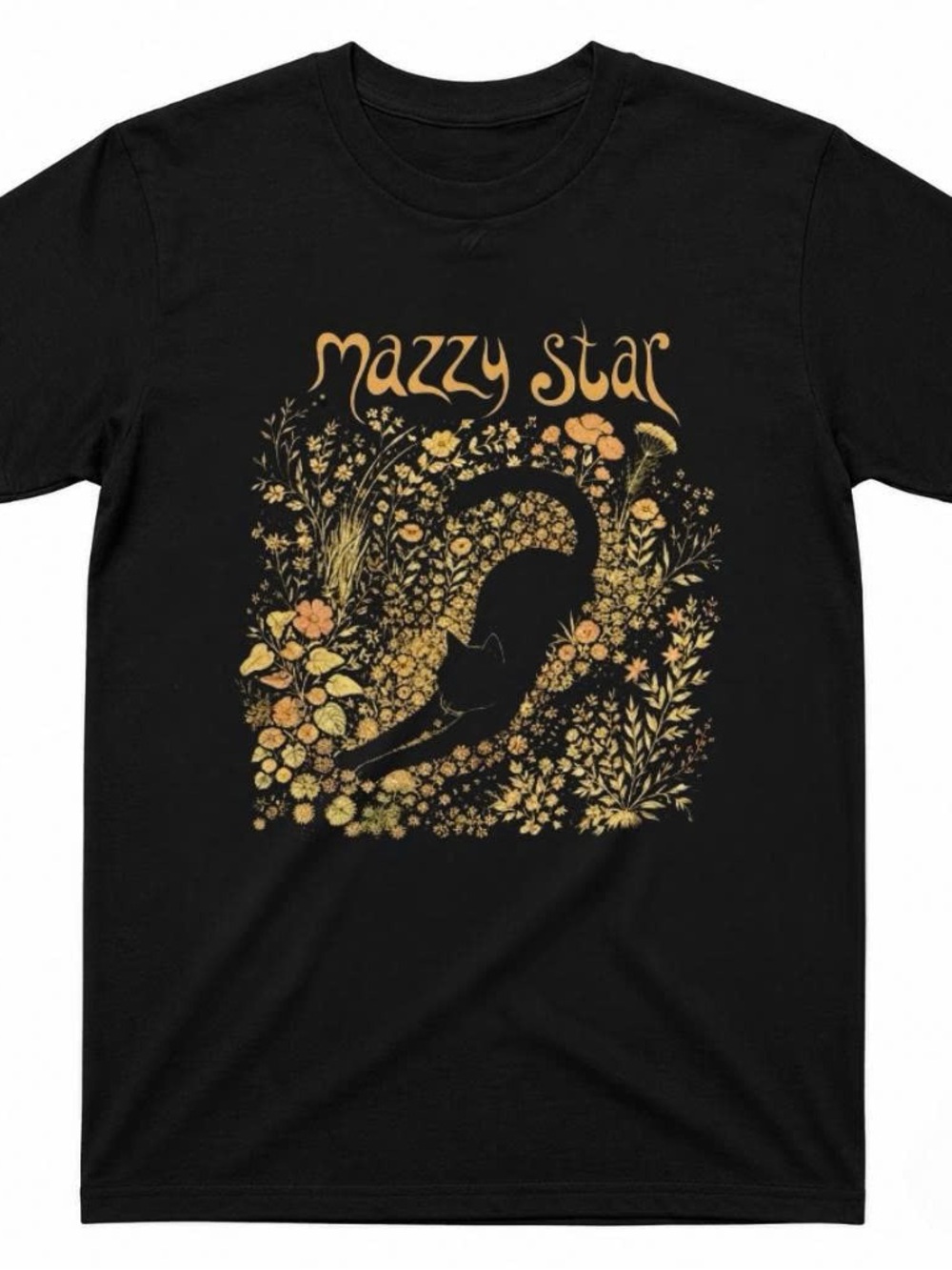 Black Graphic Tee with Mazzy Star